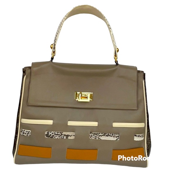 JANE AUGUST ladies handbag, various textures and material/VGC